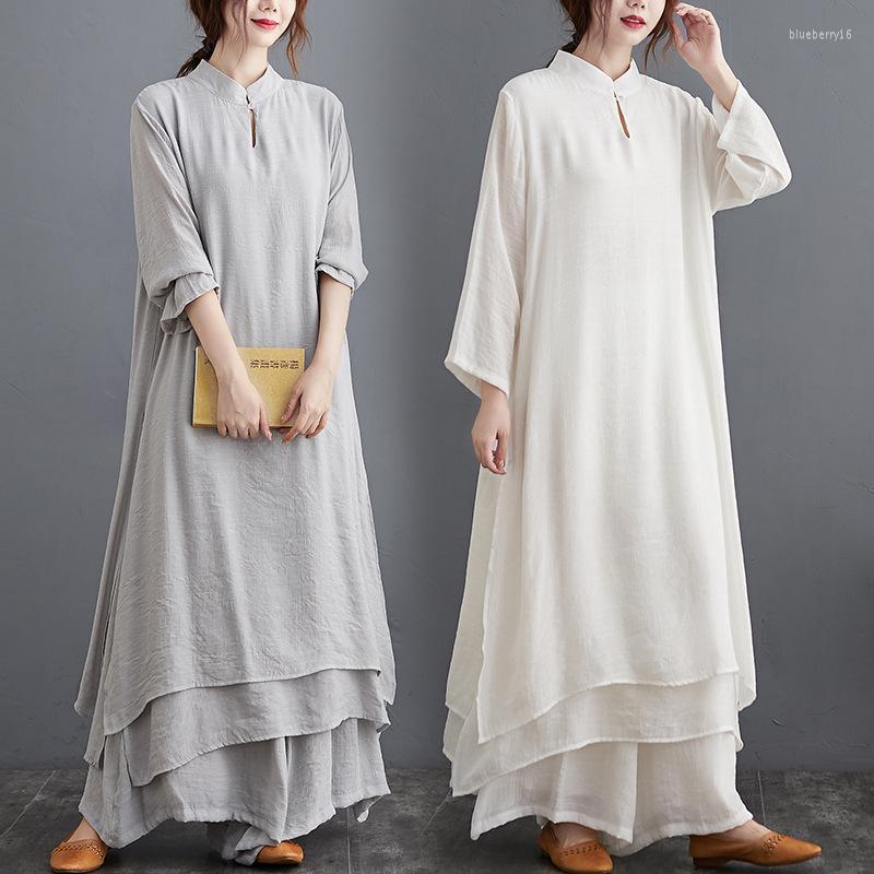 Ethnic Clothing Spring 2022 Women Two Piece Set LongTop And Pants Chinen Style O-neck Elastic Waist Wide Leg Sets FT820
Ethnic Clothing Spring 2022 Women Two Piece Set LongTop And Pants Chinen Style O-neck Elastic Waist Wide Leg Sets FT820