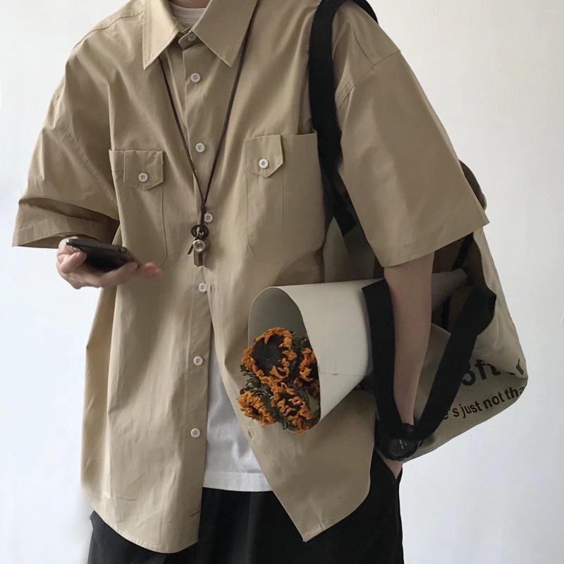 Men's Dress Shirts High Quality Summer Couple Short Unisex Teenager Relaxed Casual 5/4 Sleeve Workwear Shirt Coat Male, Khaki
Men's Dress Shirts High Quality Summer Couple Short Unisex Teenager Relaxed Casual 5/4 Sleeve Workwear Shirt Coat Male, Khaki