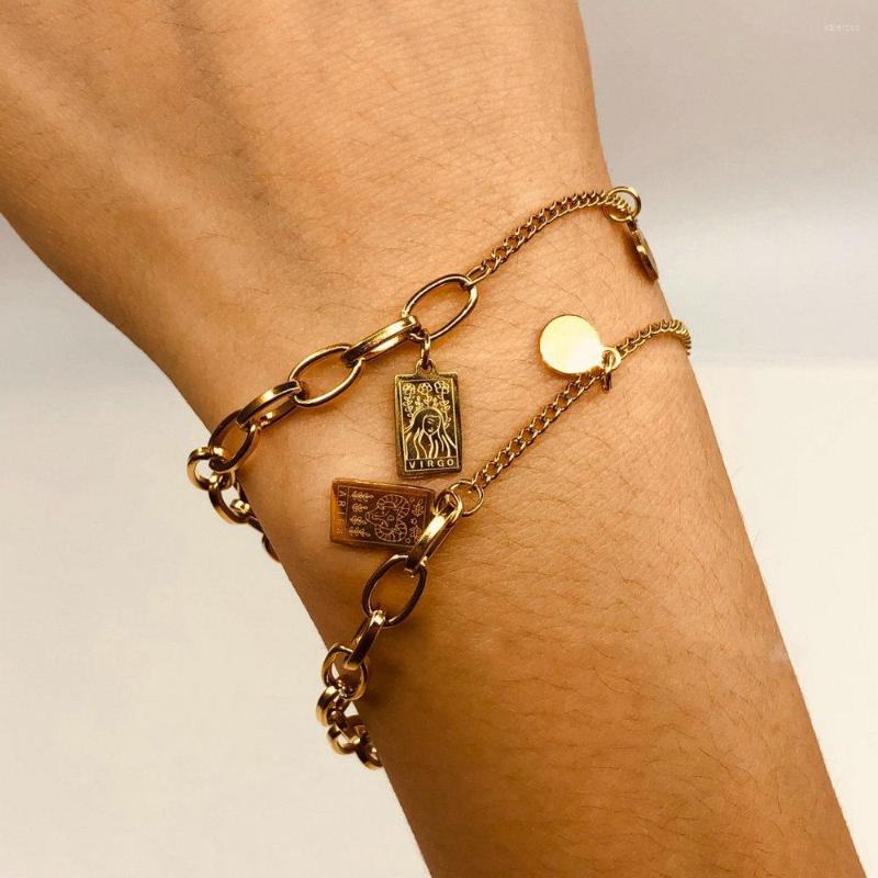 Charm Bracelets Constellation Stainless Steel Bracelet For Women Punk Gold Wide Chain Tarot Card Bangle Jewelry Friendship Accessories
Charm Bracelets Constellation Stainless Steel Bracelet For Women Punk Gold Wide Chain Tarot Card Bangle Jewelry Friendship Accessories