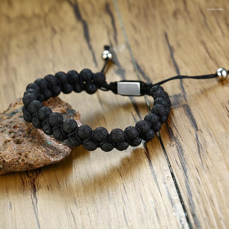 Link Bracelets Handmade Braid With Black Lava Stones Beads Lace-up Pulsera Masculina Women Men Jewelry
Link Bracelets Handmade Braid With Black Lava Stones Beads Lace-up Pulsera Masculina Women Men Jewelry