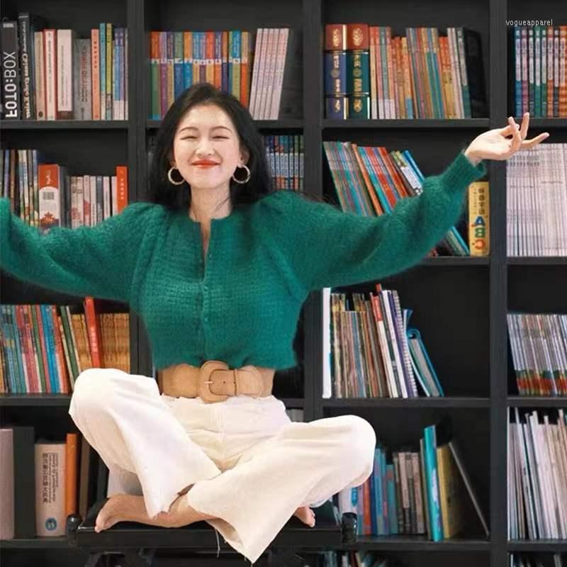 Women's Knits 2022 Early Spring Products Retro Green Mohair Round Neck Hollow Knitted Puff Sleeve Cardigan Women
Women's Knits 2022 Early Spring Products Retro Green Mohair Round Neck Hollow Knitted Puff Sleeve Cardigan Women