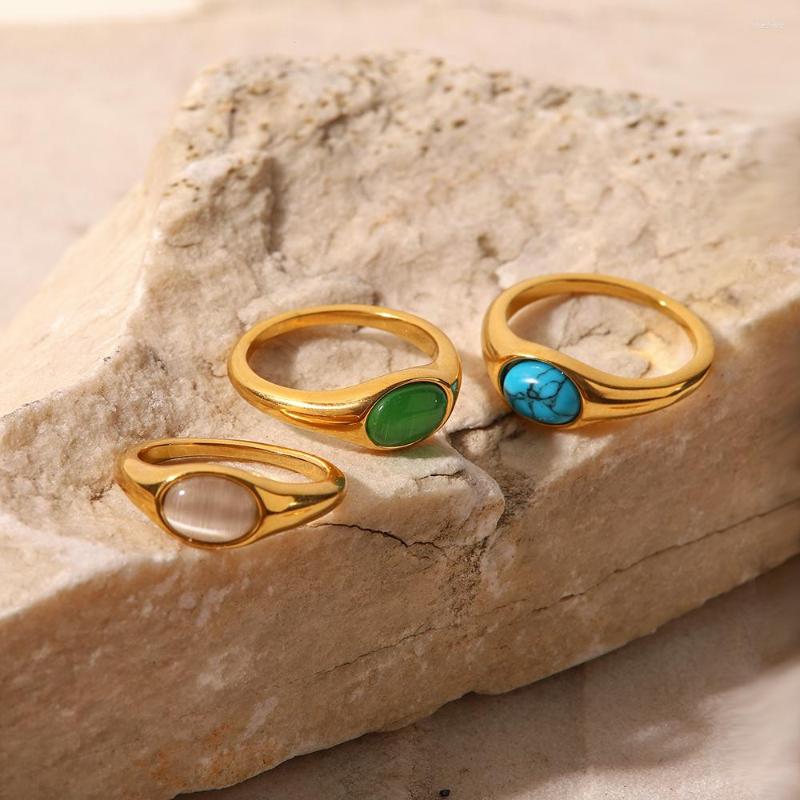 Cluster Rings Uworld Vintage Natural Stone Dainty Style Ring Ins 18K PVD Gold Plated Stainless Steel Stacking Anillos Mujer Acero
Cluster Rings Uworld Vintage Natural Stone Dainty Style Ring Ins 18K PVD Gold Plated Stainless Steel Stacking Anillos Mujer Acero