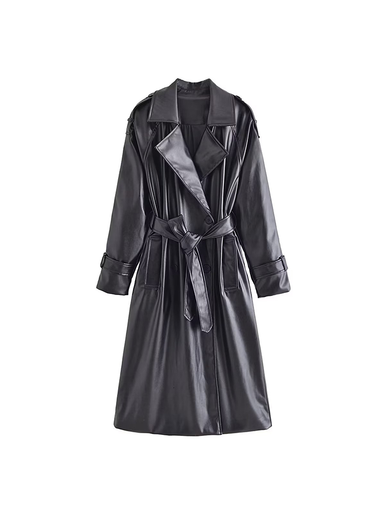 Women' Leather Faux Fall Casual Fashion Chic Belted Trench Coat Vintage Lapel Long Sleeve Slim Fit Solid Color Jacket 221207, As shown3
Women' Leather Faux Fall Casual Fashion Chic Belted Trench Coat Vintage Lapel Long Sleeve Slim Fit Solid Color Jacket 221207, As shown3