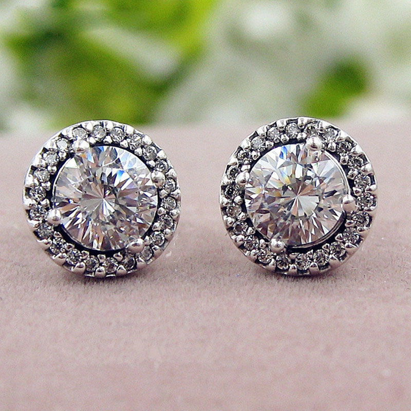 925 Sterling Silver Round Sparkle Stud Earrings Fits European Pandora Style Jewelry Fashion Earrings
925 Sterling Silver Round Sparkle Stud Earrings Fits European Pandora Style Jewelry Fashion Earrings