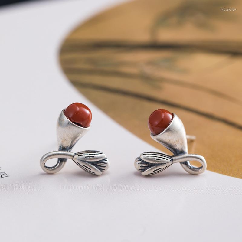Stud Earrings Creative Handmade South Red Agate Small Women Jewelry Vintage Ethnic 925 Sterling Silver Lotus Pod Earring EH134
Stud Earrings Creative Handmade South Red Agate Small Women Jewelry Vintage Ethnic 925 Sterling Silver Lotus Pod Earring EH134