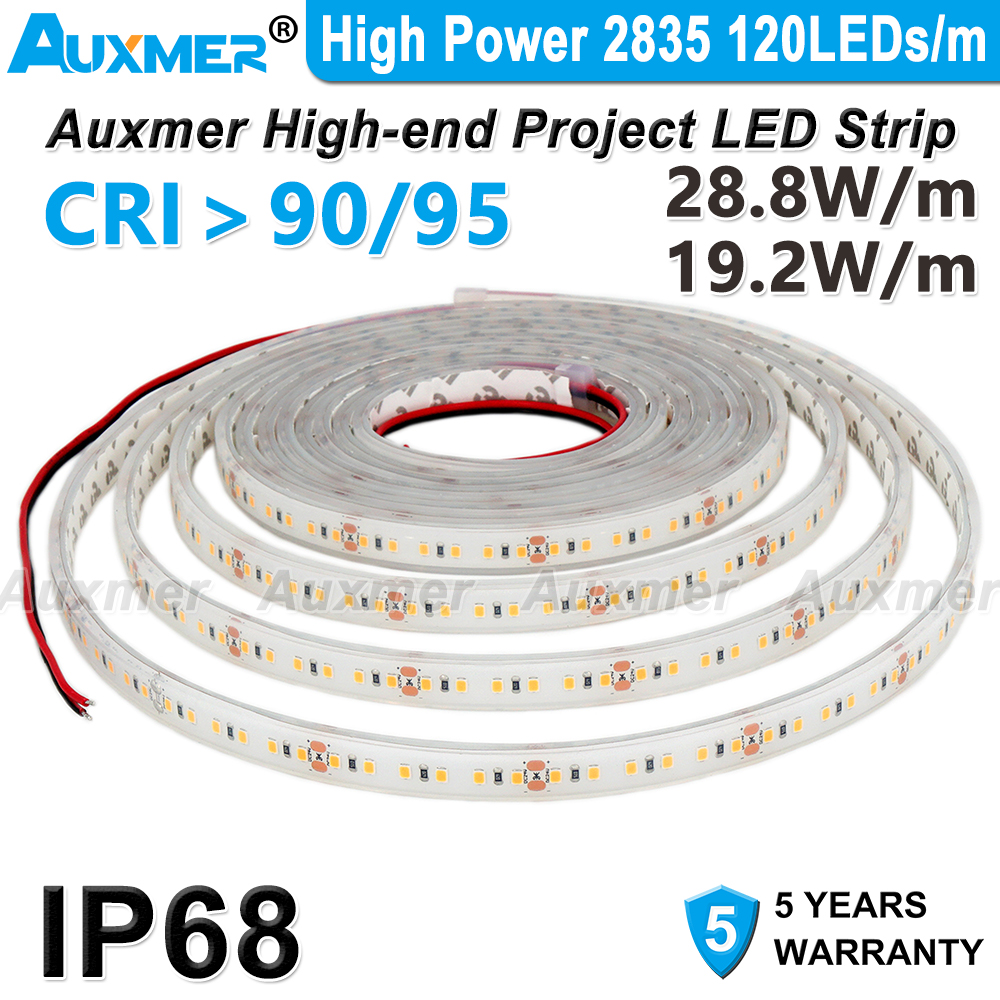 Auxmer High Power 2835 120LEDs/m LED Strip Lights CRI95 CRI90 IP68 waterproof LED Tape DC12V/24V 28.8W/m 19.2W/m 5m outdoor mirrior lighting
Auxmer High Power 2835 120LEDs/m LED Strip Lights CRI95 CRI90 IP68 waterproof LED Tape DC12V/24V 28.8W/m 19.2W/m 5m outdoor mirrior lighting