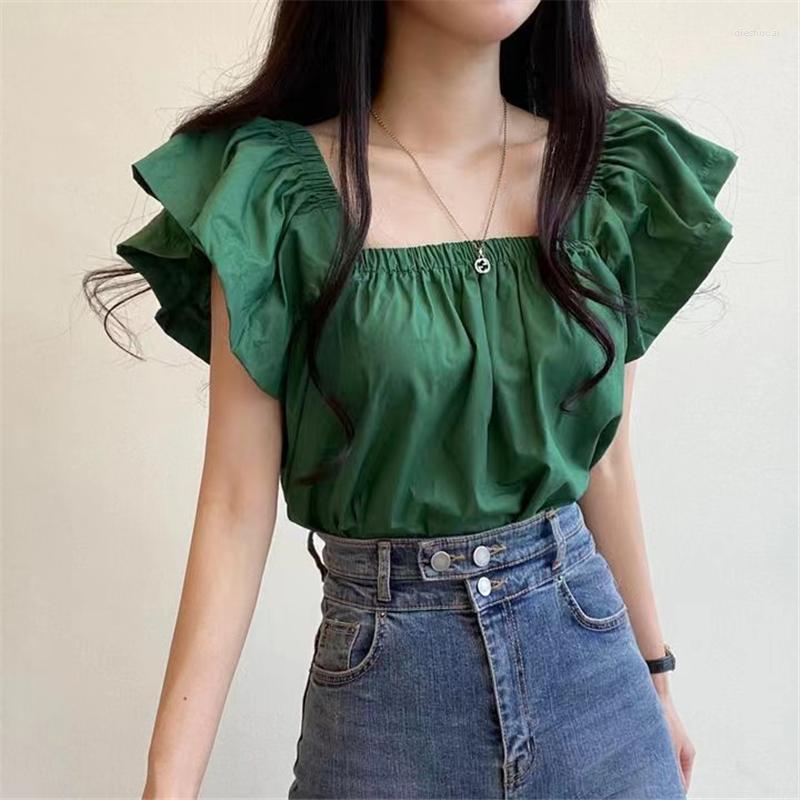 Women's Blouses Korean Ruffled Shirt Sweet Square Collar Short Tops Women Cotton Blouse Solid Loose Harajuku Tees Office Lady Casual Jumper, Green
Women's Blouses Korean Ruffled Shirt Sweet Square Collar Short Tops Women Cotton Blouse Solid Loose Harajuku Tees Office Lady Casual Jumper, Green