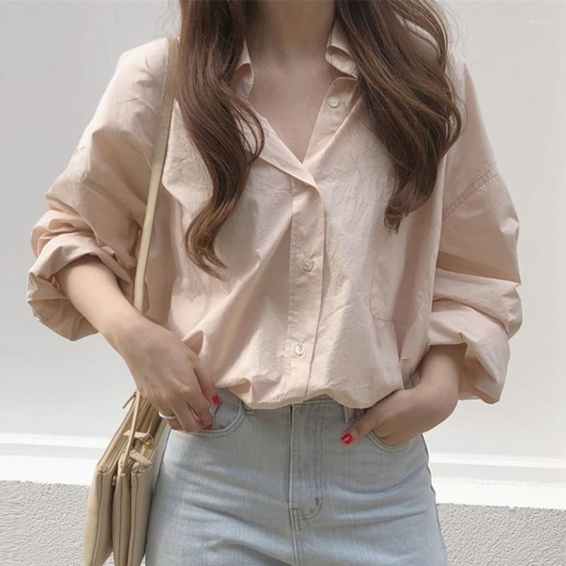 Women' Blouses Long-sleeved Shirt Women' Solid Korean Fashion Loose Button Up Top Female Pocket Lazy Style Ladies Chic Camisas Mujer, Beige
Women' Blouses Long-sleeved Shirt Women' Solid Korean Fashion Loose Button Up Top Female Pocket Lazy Style Ladies Chic Camisas Mujer, Beige