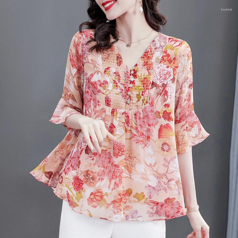 Women' Blouses Fashion Temperement Print Chiffon Women Shirts Spring Summer Half Sleeve V-Neck Laides Elegant Top Blouse MM1042, Pink
Women' Blouses Fashion Temperement Print Chiffon Women Shirts Spring Summer Half Sleeve V-Neck Laides Elegant Top Blouse MM1042, Pink