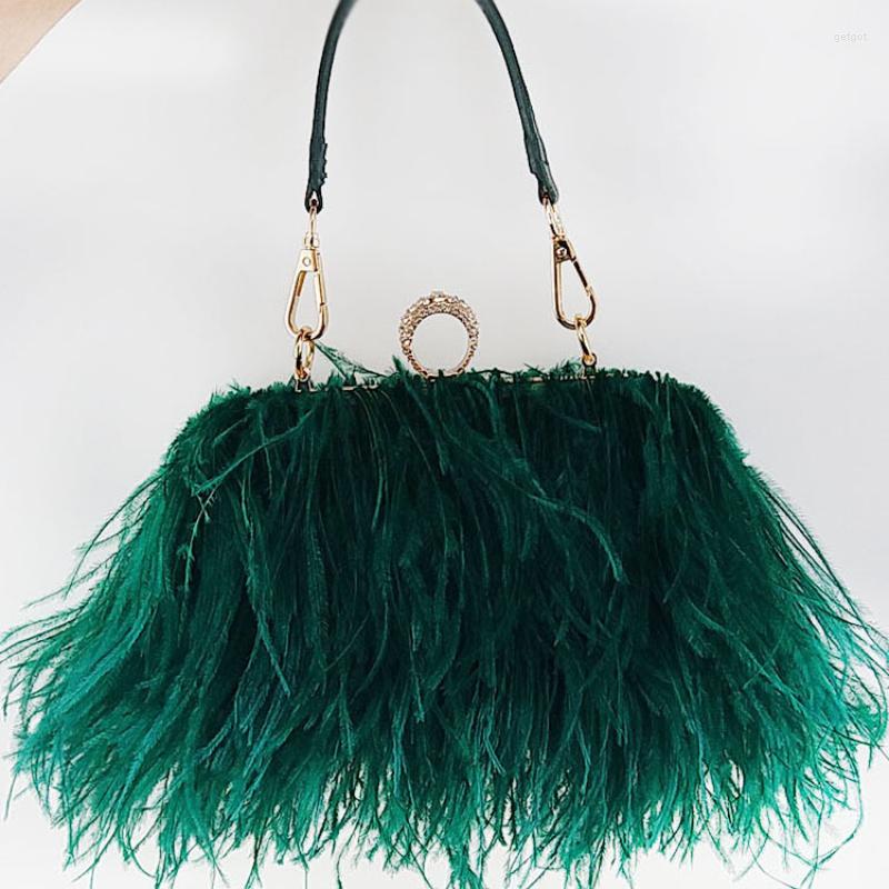 Evening Bags Luxury Fashion Women's Bag Ostrich Fur Feather Shoulder Chain Party Wedding Banquet Day Clutches Purses, Black
Evening Bags Luxury Fashion Women's Bag Ostrich Fur Feather Shoulder Chain Party Wedding Banquet Day Clutches Purses, Black