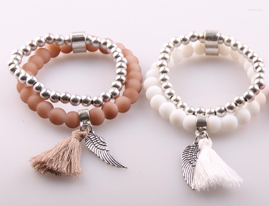 Strand Arrive 8mm MaGlass Beads Bracelets With Alloy Wing & Tassle Charm Women Stretch Bracelet 4 Color Available
Strand Arrive 8mm MaGlass Beads Bracelets With Alloy Wing & Tassle Charm Women Stretch Bracelet 4 Color Available
