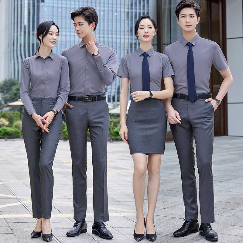 Work Clothes Profional Ironl Long Busin Men's and Women's Gray White Shirt Embroidered Short Sleeved Work Cloth for, Short sleeved men's white shirt
Work Clothes Profional Ironl Long Busin Men's and Women's Gray White Shirt Embroidered Short Sleeved Work Cloth for, Short sleeved men's white shirt