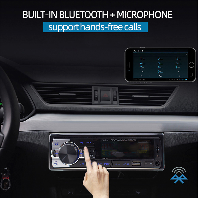 Car Radio 1din FM MP3 Player Bluetooth Cheap Hands-free Calls USB AUX SD Card Stereo Receiver with Steering Wheel Remote Control