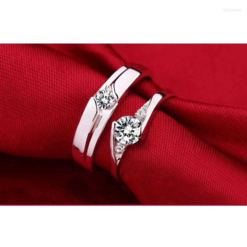 Wedding Rings Silver Plated Lovers Ring Trendy Shiny Crystal Simplicity Elegant Temperament Engagement Jewelry Customizable
Wedding Rings Silver Plated Lovers Ring Trendy Shiny Crystal Simplicity Elegant Temperament Engagement Jewelry Customizable