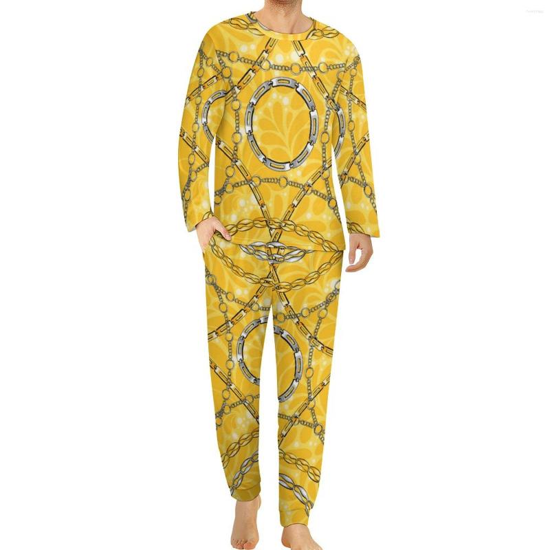 Men' Sleepwear Elegant Chain Print Pajamas Man Yellow Floral Trendy Nightwear Winter Long Sleeve Two Piece Night Set 3XL 4XL 5XL, Style-14
Men' Sleepwear Elegant Chain Print Pajamas Man Yellow Floral Trendy Nightwear Winter Long Sleeve Two Piece Night Set 3XL 4XL 5XL, Style-14