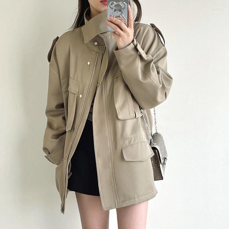 Women' Trench Coats Autumn Winter 2022 Korean Cargo Jacket Women' Stand Collar Cotton Coat, Khaki
Women' Trench Coats Autumn Winter 2022 Korean Cargo Jacket Women' Stand Collar Cotton Coat, Khaki