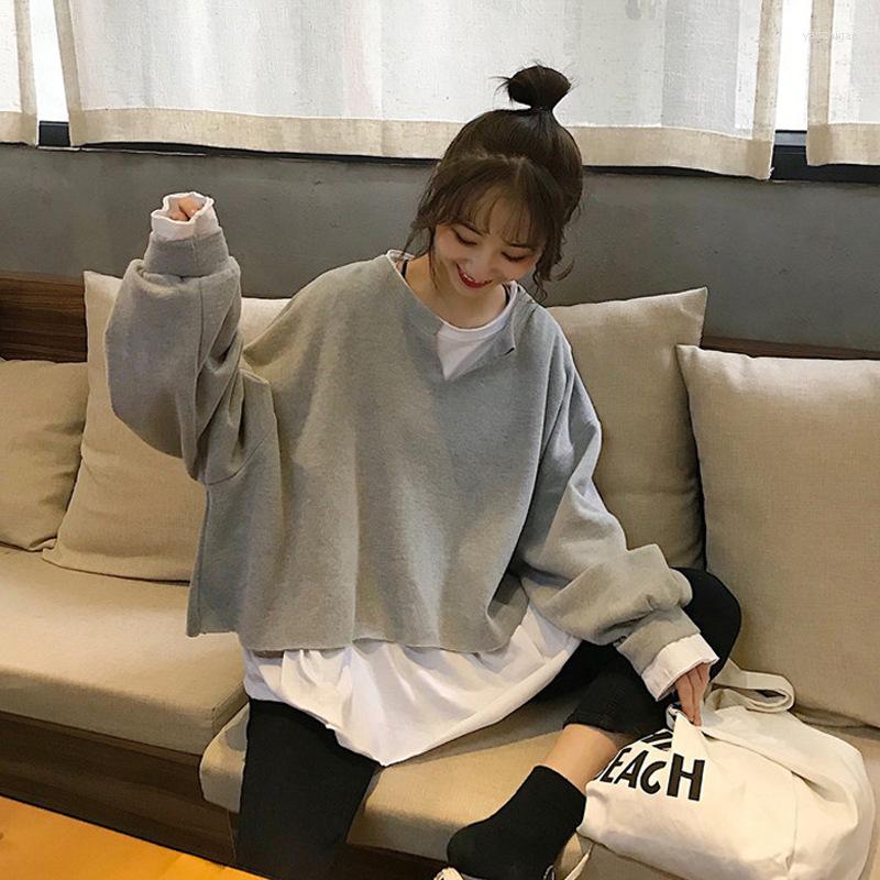 Women's T Shirts 2022 Spring And Autumn Fashion Fake Two-piece Long-sleeved Hoodie Casual Women's Student All-match Solid Color Hooded, Gray
Women's T Shirts 2022 Spring And Autumn Fashion Fake Two-piece Long-sleeved Hoodie Casual Women's Student All-match Solid Color Hooded, Gray