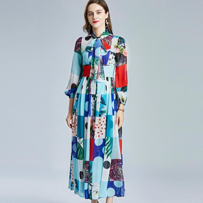 Casual Dresses Fashion Runway Bow Tie Collar Holiday Chiffon Long Dress 2022 Women Hit Color Plaid Printted A-Line Big Swing Maxi, Picture color
Casual Dresses Fashion Runway Bow Tie Collar Holiday Chiffon Long Dress 2022 Women Hit Color Plaid Printted A-Line Big Swing Maxi, Picture color