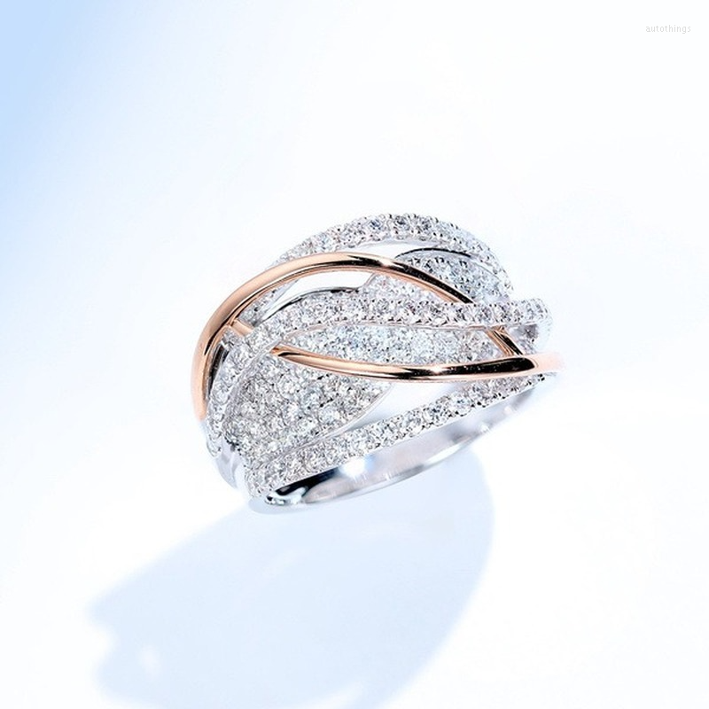 Cluster Rings Ladies Jewellery Gold Silver Color Interwoven Mesh Inlaid Zircon Engagement Ring Sweet And Romantic High-Quality
Cluster Rings Ladies Jewellery Gold Silver Color Interwoven Mesh Inlaid Zircon Engagement Ring Sweet And Romantic High-Quality