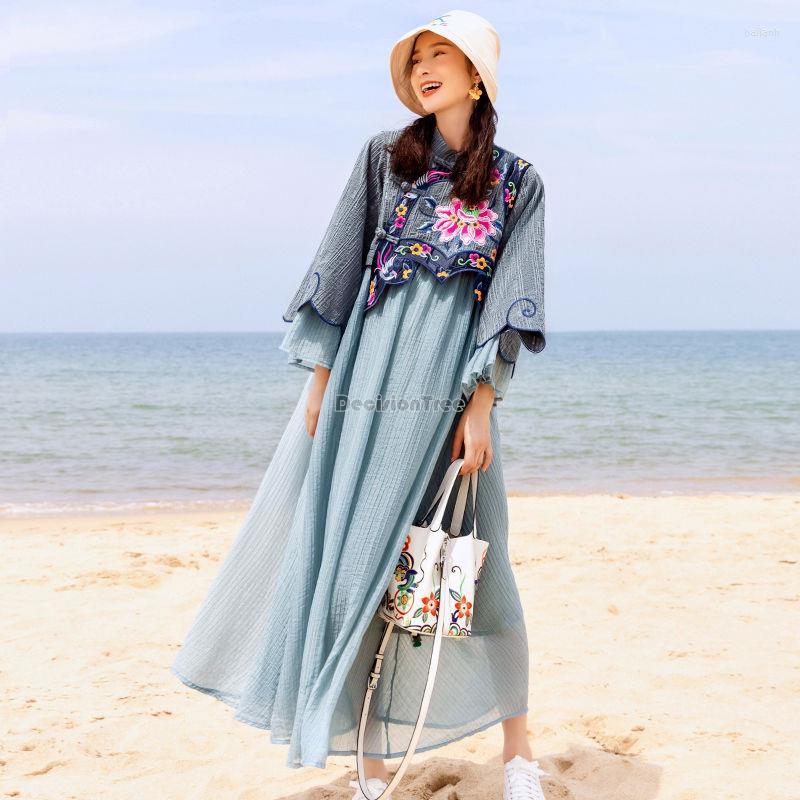 Ethnic Clothing 2022 Autumn/winter Loose Vintage Chinese Style Embroidered Dress Fashion Stand Collar Half Sleeve Large Hem Slimming
Ethnic Clothing 2022 Autumn/winter Loose Vintage Chinese Style Embroidered Dress Fashion Stand Collar Half Sleeve Large Hem Slimming