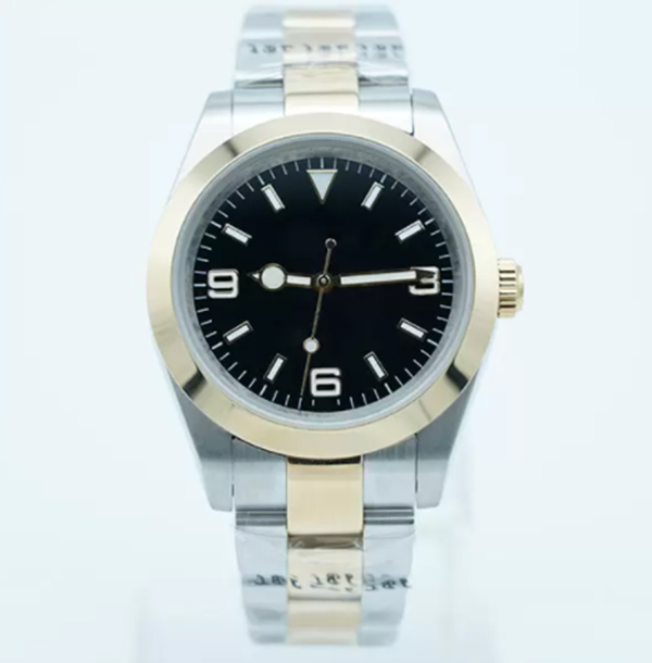 Lume Two Tone Men Watch Alta Qualidade Automatic 36MM Smooth Bezel Black Dial Flod Clasp Sapphire Glass Mens Wristwatches Marques de montres de luxe
Lume Two Tone Men Watch Alta Qualidade Automatic 36MM Smooth Bezel Black Dial Flod Clasp Sapphire Glass Mens Wristwatches Marques de montres de luxe