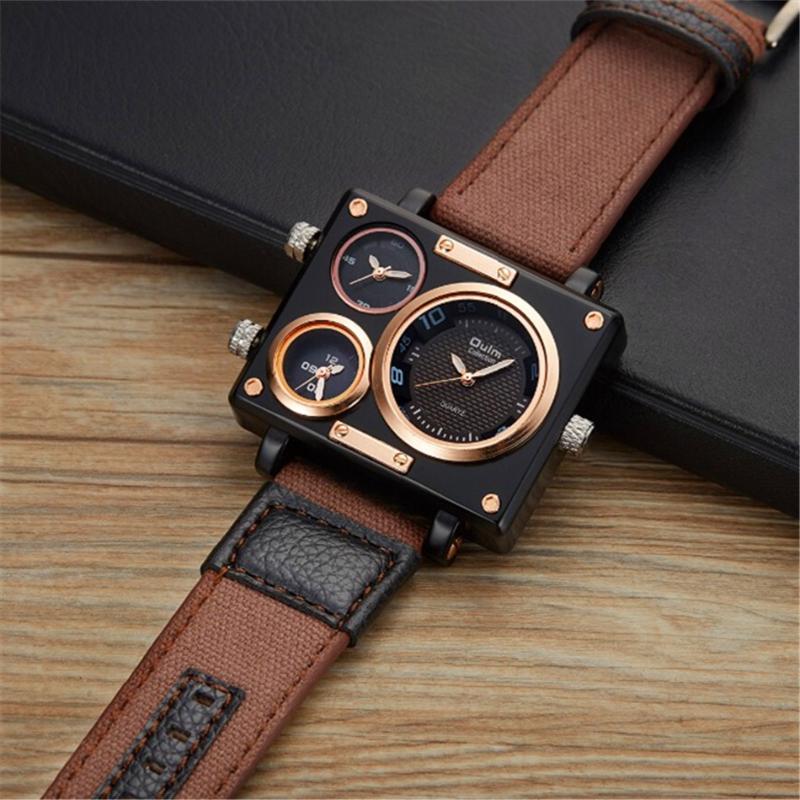 Wristwatches 2022 OULM 3595 Mens Watches Top Brand Multiple Time Zone Fashion Canvas Strap Casual Quartz Watch Montre Homme Mode De Marque, White