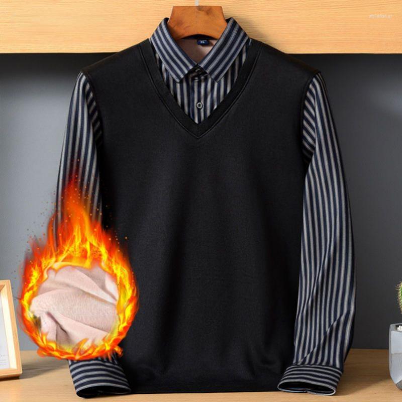 Men's Dress Shirts Winter Warm Men's Fleece Long Sleeved Shirt Thick Casual Black Grey Striped Sweater False Two Pieces Sweaters Riybeoe, Black yellow stripe1
Men's Dress Shirts Winter Warm Men's Fleece Long Sleeved Shirt Thick Casual Black Grey Striped Sweater False Two Pieces Sweaters Riybeoe, Black yellow stripe1
