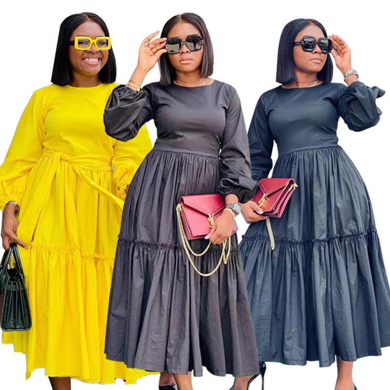Casual Dresses Elegant Women Solid Color O-Neck Lantern Sleeve High Waist Sashes Ankle-length Pleated Dress Autumn 2022, Dark grey
Casual Dresses Elegant Women Solid Color O-Neck Lantern Sleeve High Waist Sashes Ankle-length Pleated Dress Autumn 2022, Dark grey