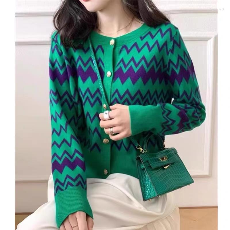 Women's Knits BULOCHOVA Fall Vintage Patchwork Color Wavy Pattern Chic Knitted Short Sweater Women O Neck Long Sleeve Cardigan Slim Tops, Picture color 
Women's Knits BULOCHOVA Fall Vintage Patchwork Color Wavy Pattern Chic Knitted Short Sweater Women O Neck Long Sleeve Cardigan Slim Tops, Picture color