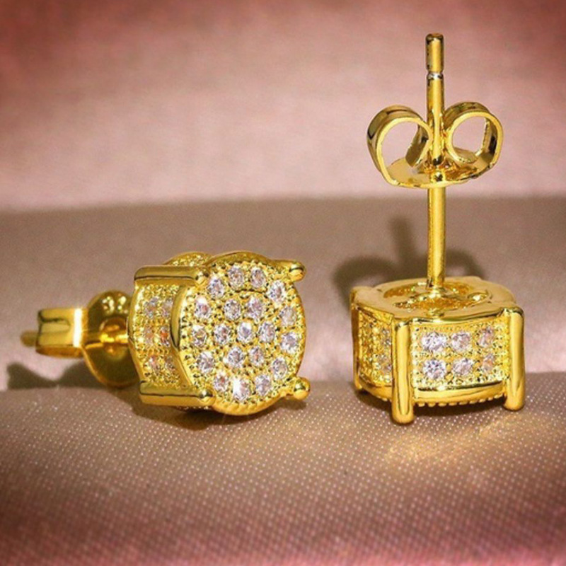 Exquisite Cubic Zirconia Stud Earrings for Men Women Gold Silver Crystal Screw Back Studs Earring Wedding Jewelry Gift