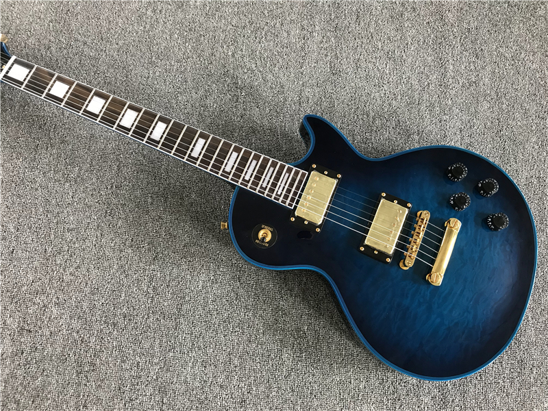 

Factory Custom Blue Electric Guitar with Rosewood Fretboard Clouds Maple Veneer Blue Binding Body and Neck free delivery