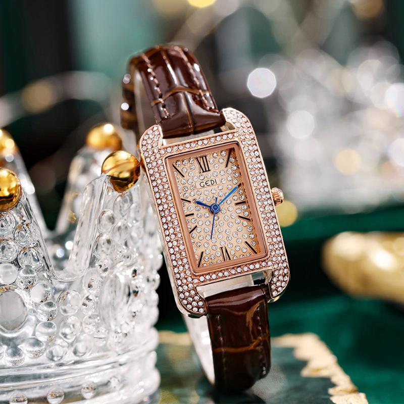 Wristwatches GEDI Wateproof Fashion Women Watches Top Leather Strap Rectangle Lady Quartz Wrist Watch For Reloj Para Mujer, Brown
Wristwatches GEDI Wateproof Fashion Women Watches Top Leather Strap Rectangle Lady Quartz Wrist Watch For Reloj Para Mujer, Brown