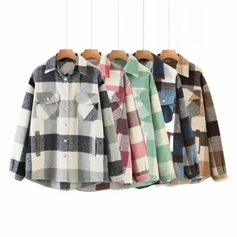 Women' Blouses & Shirts Spring Autumn Fashion Style Lapel Long-Sleeved European And American Casual Woolen Plaid Shirt Jacket Female Trend, Blue white
Women' Blouses & Shirts Spring Autumn Fashion Style Lapel Long-Sleeved European And American Casual Woolen Plaid Shirt Jacket Female Trend, Blue white