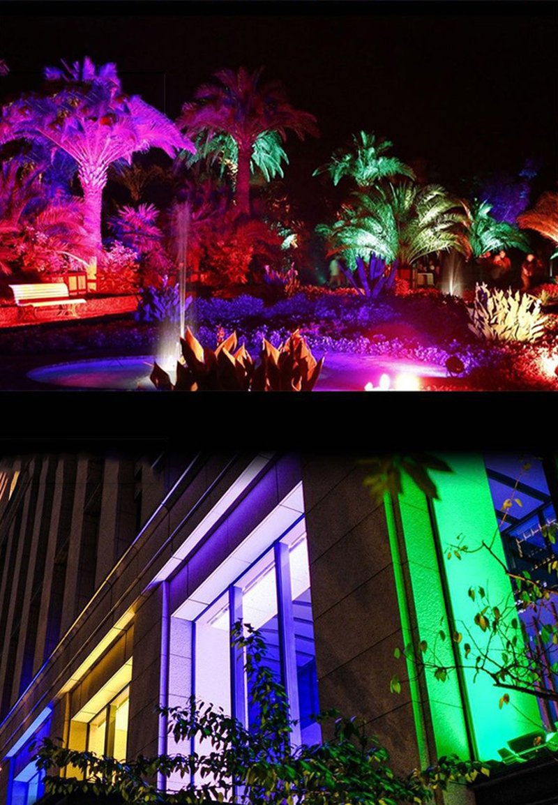 LED Flood Lights RGB 16 Color Changing 10W 20W 30W 50W 100W 150W 200W Outdoor IP65 Waterproof for Garden Stage Lighting