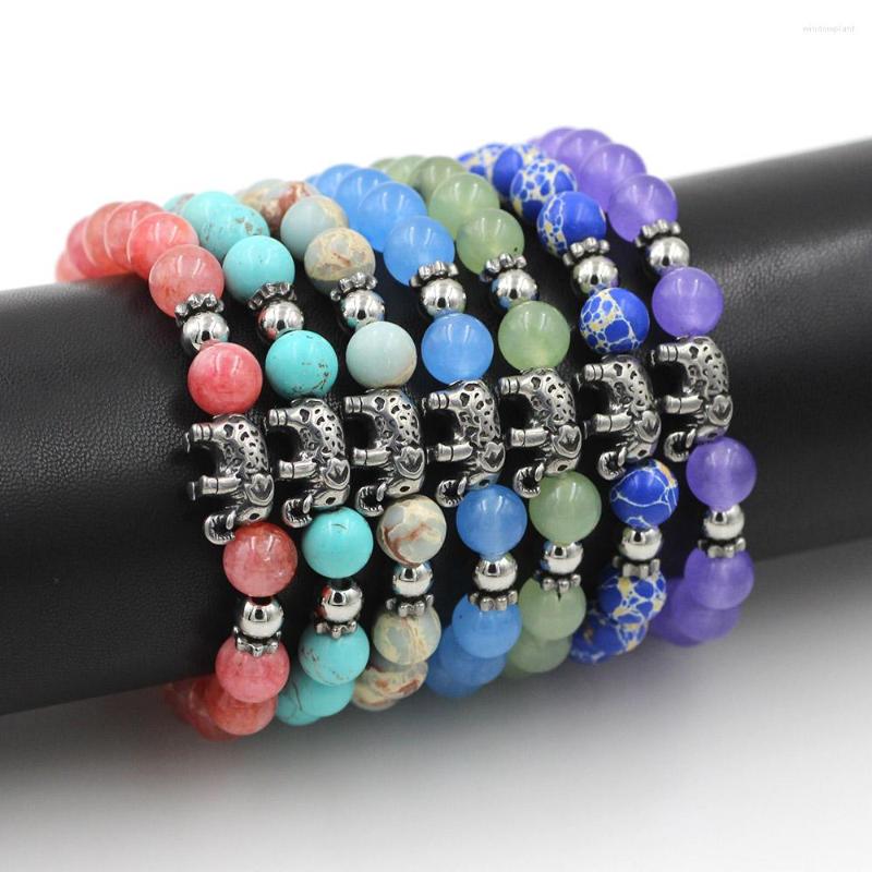 Strand Stainless Steel Elephant Charm Bracelets Chakra Natural Stone Summer Colorful Bead For Women Yoga Jewelry Gifts
Strand Stainless Steel Elephant Charm Bracelets Chakra Natural Stone Summer Colorful Bead For Women Yoga Jewelry Gifts