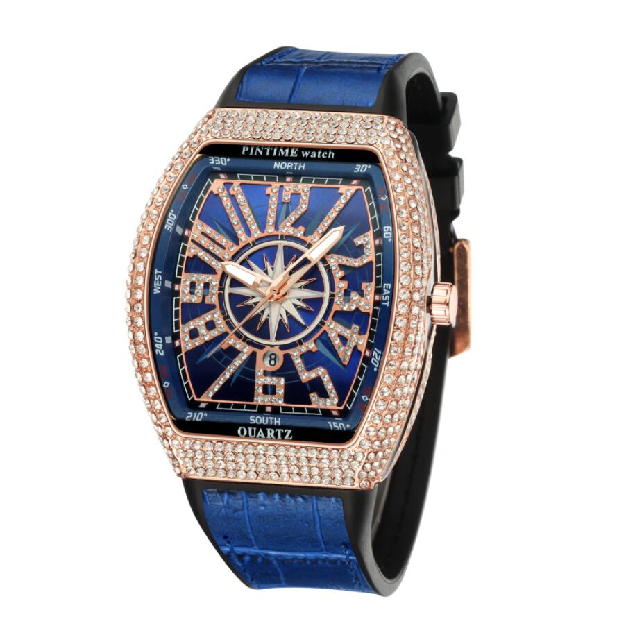 New PINTIME Arab Quartz Watch Men Luxury Iced Out Diamond Hip Hop Watches Man Mens Wristwatch Clock Male Wristwatches, Red+silver
New PINTIME Arab Quartz Watch Men Luxury Iced Out Diamond Hip Hop Watches Man Mens Wristwatch Clock Male Wristwatches, Red+silver