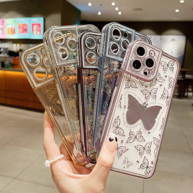 Makeup Mirror Butterfly Phone Case For iPhone 14 13 12 11 Pro Max XS Max XR X 7 8 Plus 13 Shockproof Bumper Soft Silicone Cover
Makeup Mirror Butterfly Phone Case For iPhone 14 13 12 11 Pro Max XS Max XR X 7 8 Plus 13 Shockproof Bumper Soft Silicone Cover
