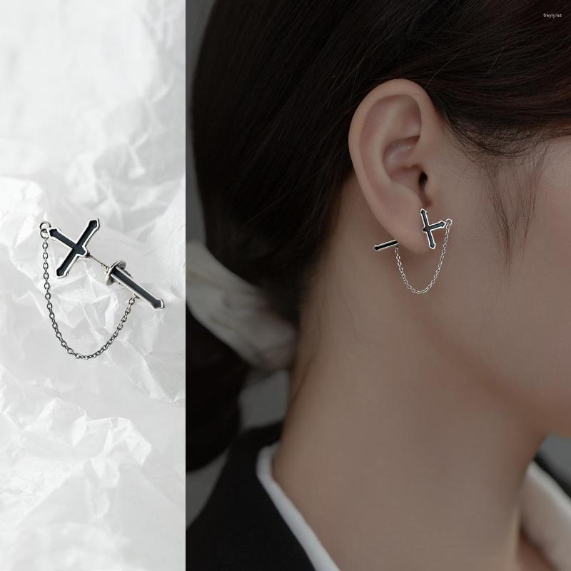 Stud Earrings Real 925 Sterling Silver Vintage Black Cross Cool Chain Crucifix Front Back Post Earring Jewelry For Women Men
Stud Earrings Real 925 Sterling Silver Vintage Black Cross Cool Chain Crucifix Front Back Post Earring Jewelry For Women Men