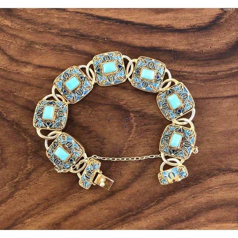 Bangle Chinese Antique Jewelry Silver Gilded Gold Flower Silk Burnt Blue Green High Beauty Bracelet
Bangle Chinese Antique Jewelry Silver Gilded Gold Flower Silk Burnt Blue Green High Beauty Bracelet