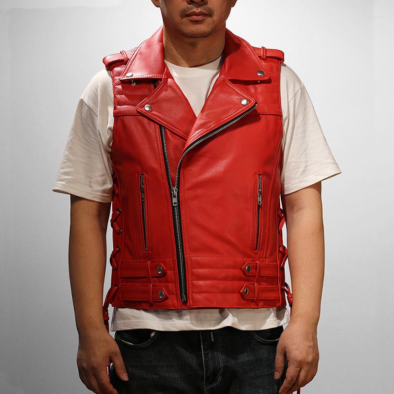Men' Vests BONJEAN Brand Men' Real Motorcycle Vest Genuine Cowhide Leather Sleeveless Jackets Red Punk Rock Zipper Waistcoat
Men' Vests BONJEAN Brand Men' Real Motorcycle Vest Genuine Cowhide Leather Sleeveless Jackets Red Punk Rock Zipper Waistcoat