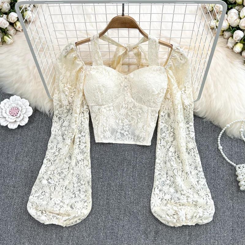 Women's Blouses Spring Korean Version Of Pure Desire Sexy Halter Neck Exposed Collarbone Square Collar Puff Sleeves Pullover Lace Shirt, Sky blue
Women's Blouses Spring Korean Version Of Pure Desire Sexy Halter Neck Exposed Collarbone Square Collar Puff Sleeves Pullover Lace Shirt, Sky blue