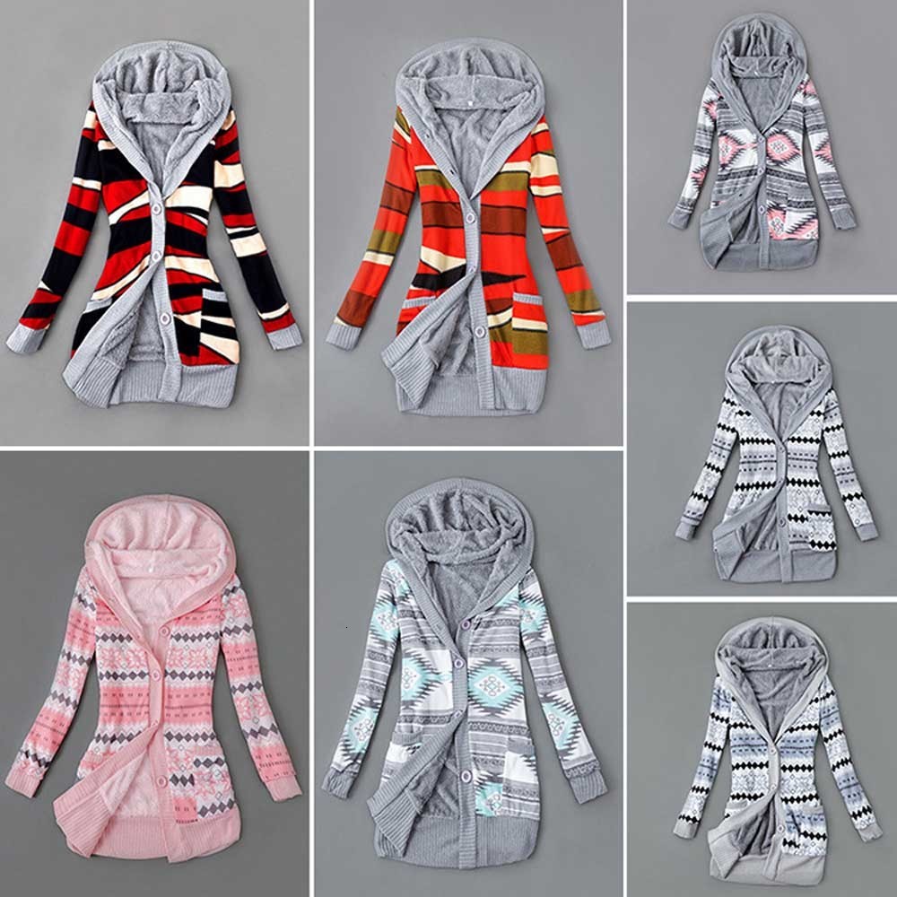 Women's Knits Tee Fleece Floral Print Knitted Sweater Coats Casual Female Hoody Added Velvet Button Cardigan WDC8501 221207, Pink
Women's Knits Tee Fleece Floral Print Knitted Sweater Coats Casual Female Hoody Added Velvet Button Cardigan WDC8501 221207, Pink