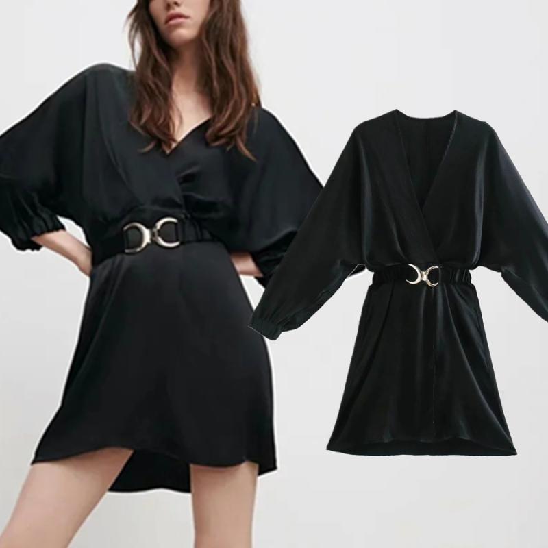 Casual Dresses Jenny&Dave Mini Women Vestidos Spring England Style Fashion High Street V-neck Solid Satin Sexy Party With Belt, Black
Casual Dresses Jenny&Dave Mini Women Vestidos Spring England Style Fashion High Street V-neck Solid Satin Sexy Party With Belt, Black