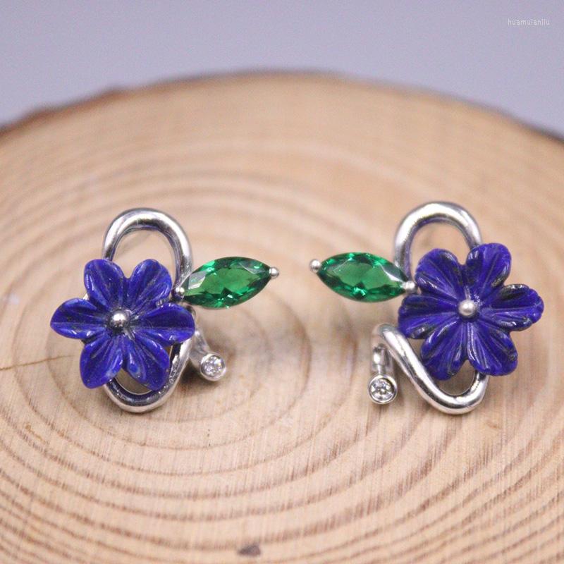 Stud Earrings Real Silver 925 For Women Female Korean Natural Lapis Lazuli Gemstone Flower National Style
Stud Earrings Real Silver 925 For Women Female Korean Natural Lapis Lazuli Gemstone Flower National Style