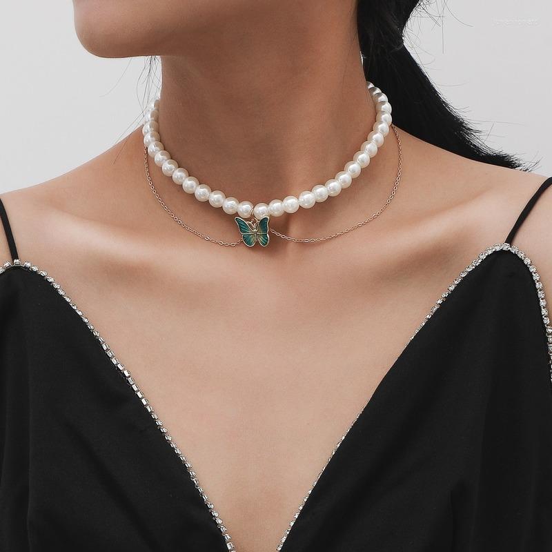 Choker Fashion Imitation Pearl Necklace Sexy Double Chain Pendant Jewelry Ladies Temperament Elegant Green Butterfly
Choker Fashion Imitation Pearl Necklace Sexy Double Chain Pendant Jewelry Ladies Temperament Elegant Green Butterfly