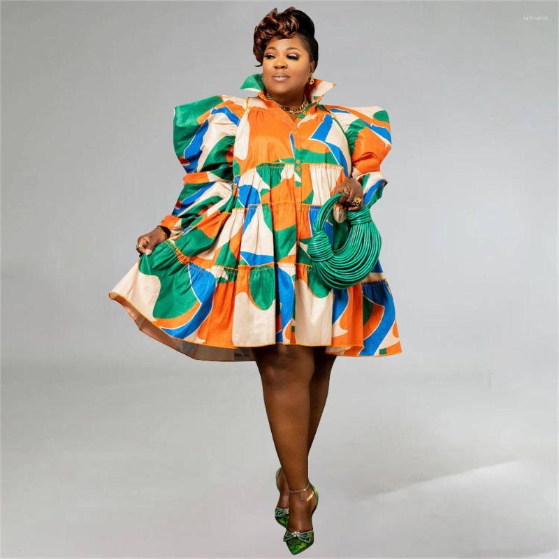 Plus Size Dresses Fashion Printed Loose Blouse Dress For Women Puff Long Sleeve Ruffles Hem Short Vestidos Streetwear Lady Casual Outfit, Green
Plus Size Dresses Fashion Printed Loose Blouse Dress For Women Puff Long Sleeve Ruffles Hem Short Vestidos Streetwear Lady Casual Outfit, Green