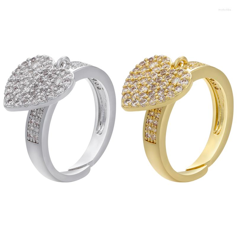 Cluster Rings ZHUKOU Gold Color Ring Zirconia With Heart Pendant Charms Fingure For Women Opening Adjustable Wholesale VJ100
Cluster Rings ZHUKOU Gold Color Ring Zirconia With Heart Pendant Charms Fingure For Women Opening Adjustable Wholesale VJ100