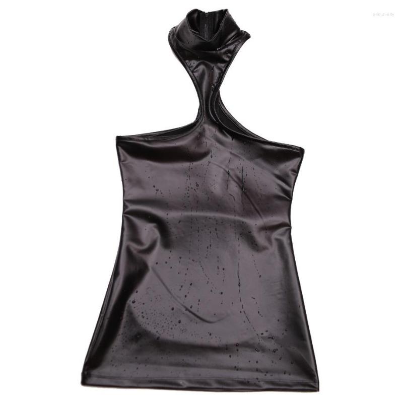 Casual Dresses PU Faux Latex Women High-Neck Hollow Out Exposure Shoulders One-Piece Dress Zipper Collar Stage Sleeveless Jumper Skirt, Black
Casual Dresses PU Faux Latex Women High-Neck Hollow Out Exposure Shoulders One-Piece Dress Zipper Collar Stage Sleeveless Jumper Skirt, Black
