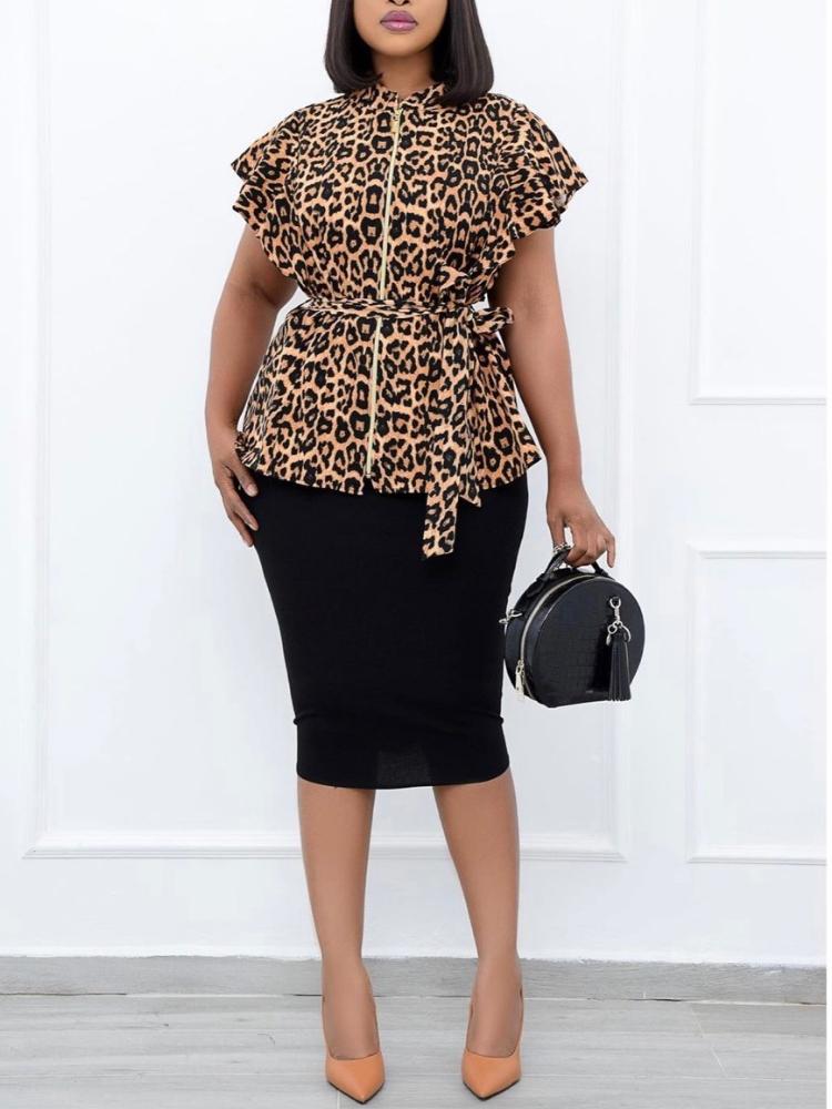 Work Dresses Women Two Pieces Set Elegant Printed Leopard Blouse With Waist Belt Ruffles Pencil Skirt Classy Office Ladies Wear SummerWork, Black
Work Dresses Women Two Pieces Set Elegant Printed Leopard Blouse With Waist Belt Ruffles Pencil Skirt Classy Office Ladies Wear SummerWork, Black