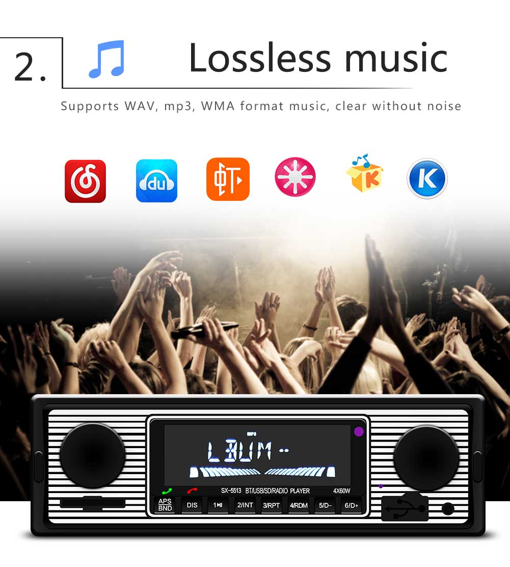 Bluetooth Enabled 12V 1-DIN In-Car Multimedia System with Built-in MP3/USB/FM/Tape Functions & Expandable Storage